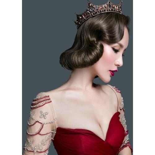 High Quality Baroque Wedding Hair Accessories Rhinestones Bridal Crowns Headpieces Tiara Crown Prom Pageant Party Jewelry