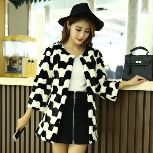 Real Mink Pieces Fur Women Coat Winter Female Natural Mink Fur Jacket Outwear Plus Size