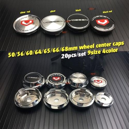 56mm 60mm 65mm 20pc Car Wheel Center Badge Aluminum Sticker Badge for Vossen Curved GT-R CTS-V 13533 Wheel Center Cap 50/66/68mm
