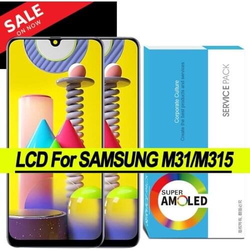 100% Original 6.4'' AMOLED Display for Samsung Galaxy M31 M315 M315F SM-M315F LCD Touch Screen Digitizer Assembly Repair Parts