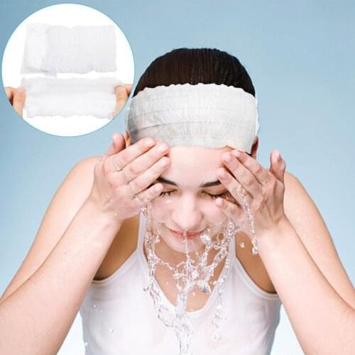 100 Pcs Portable Turban White Disposable Spa Wide Headband Beauty Salon Makeup Bathing Tool Elastic Travel