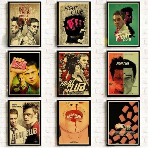 17 classic movies Brad Pitt Movie Fight Club Canvas Posters Premium Prints Cafe Bar Wall Decoration