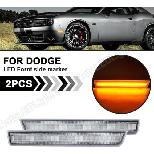 2Pcs Front Side marker Parking light Clear Lens For Dodge Challenger 2015 2016 2017 2018 2019 Amber US version