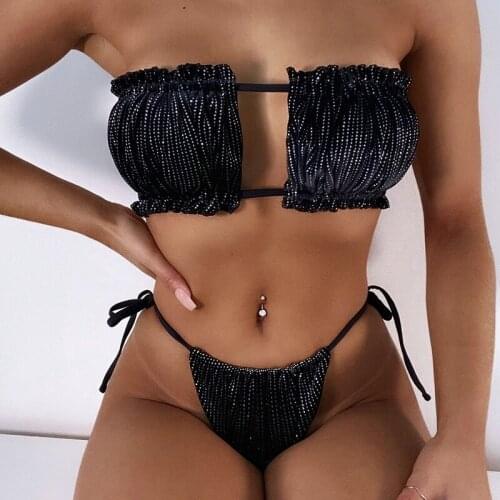 2021 New Fashion Ladies Solid Color Swimsuit Sexy Pleated Hollow Open Back Split Swimsuit Swimsuit Bikini