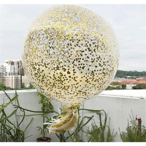 36inch Transparent big flat ball 10g Gold Confetti filled DIY Kit Gold Mylar Flakes Clear Balloons Wedding Enagament Decoration