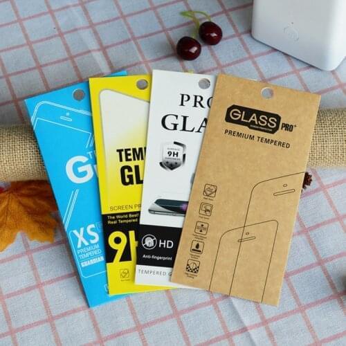 500pcs 4 Style Kraft paper Glass retail packaging box/paper box/white box for iphone 7 6 6 plus Samsung Screen Protector Film