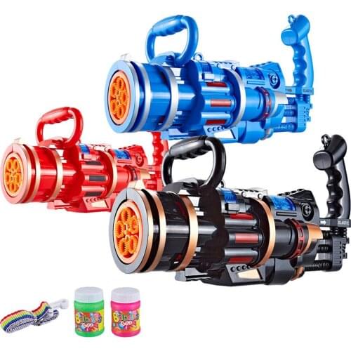 Gatling Bubble Machine Automatic Bubble Toy With Lanyard Bubble Water Electric Bubble Machine New Summer Children Toys