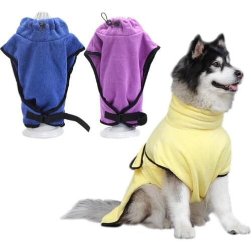 2020 XS-XL Pet Dog Bathrobe for Small Large Dogs Super Absorbent Dog Bath Towel Cozy Soft Pet Drying Adjustable Wearable Towel