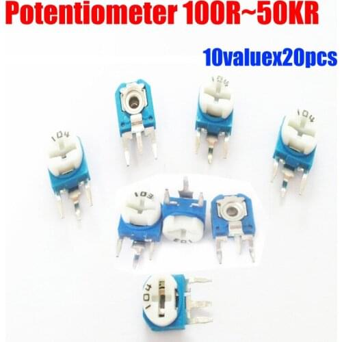 Free Shipping 10valuesx20pcs=200pcs 100R~5KR Trimming Potentiometers/adjustable Variable Resistors
