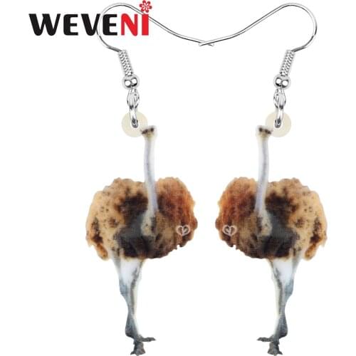 WEVENI Acrylic Australia Emu Bird Earrings Animal Drop Dangle Jewelry For Women Girl Teens Kids Trendy Charms Hot Sale Gift Bulk