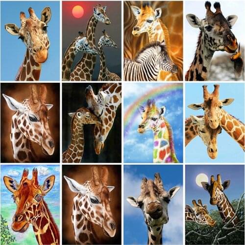 DIY Giraffe 5D Diamond Painting Cross Stitch Full Round Rhinestone Animal Daimond Embroidery Kits Mosaic Home Decor