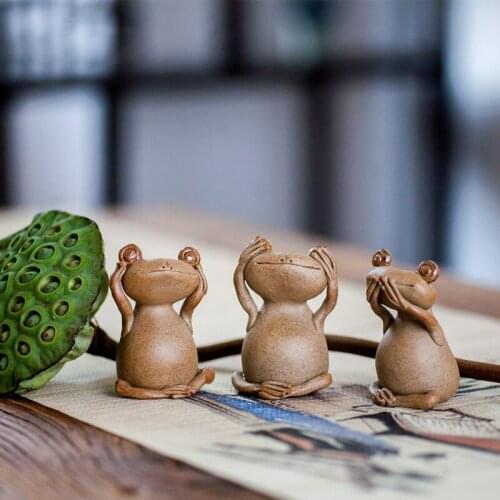 Frog Tea pet figurines Hand pinch Ceramic frogs Arts and Crafts fairy garden miniatures home decoration accessories modern