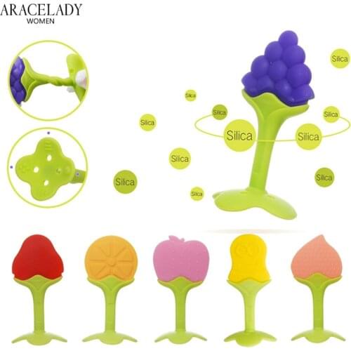 Fruit Shape Baby Teether Baby Teething Toys Food Grade Silicone Teether Baby Dental Care Strengthening Tooth Training Beads Toy