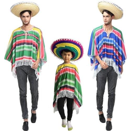Mens Halloween Mexican Cloak Mexico Costume Mexican Fancy Dress Cape Party Costume for Party Mexico Costumes Cosplay
