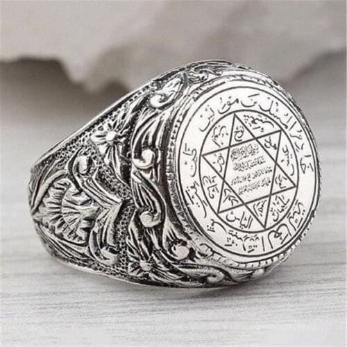 Ancient Greek Six-pointed Star Astronomical Figure Ring Mens Alloy Jewelry
