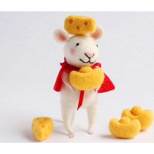 Mouse Love Cheese Needle Felting Kit for Beginner, Felting Starter Kit, Contains Enough Felting Wool and Tools, English Manual