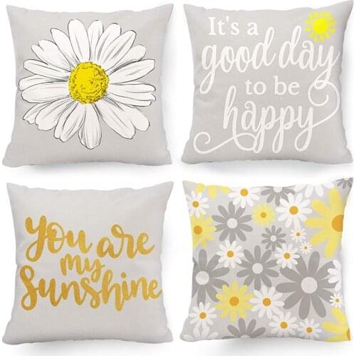 Throw Pillow Covers,Sunflower Room Decor for Living Room Couch Cushion Bed Indoor Outdoor Yellow and Gray Home Decors