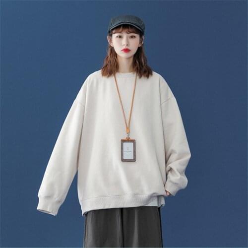 Autumn Winter Hoodies Sweatshirt Women Couple Oversize Loose Solid Sweatshirt Female Streetwear Solid Pullover