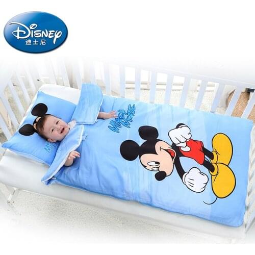 Disney Mickey Minnie Portable Rolled Nap Mat Cotton Cover Quilt Kindergarten All-in-one Siesta Pad Baby Anti-kick Sleeping Bag
