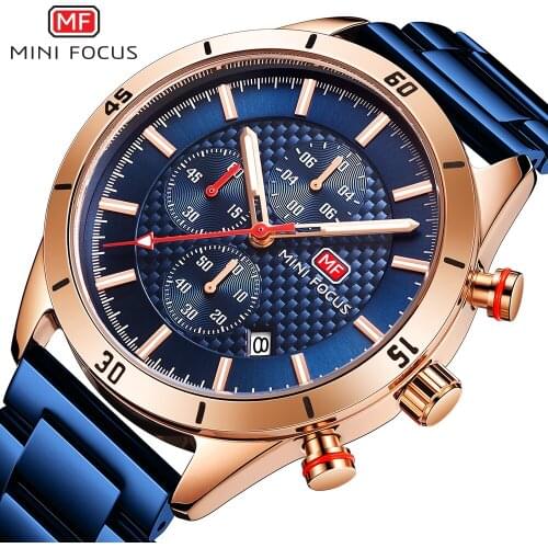 Relogio Masculino Minifocus Mens Business Watch Top Brand Luxury Chronograph Waterproof Sports Stainless Steel Wristwatch