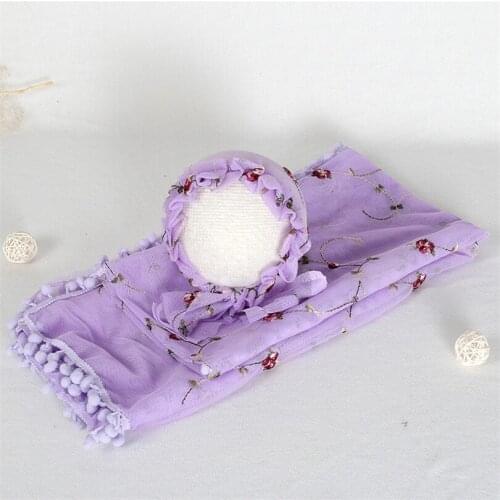 Purple Color Newborn Baby lace wrap Baby girl hat Photography props Newborn Photography Props Studio Outfit Accessories