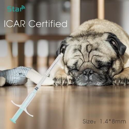 20pcs/lot) FDX-B 1.4*8mm 134.2KHz RFID Glass Tag Implantable Animal ID Microchip with injection syringe, Dog Cat Fish Syringe