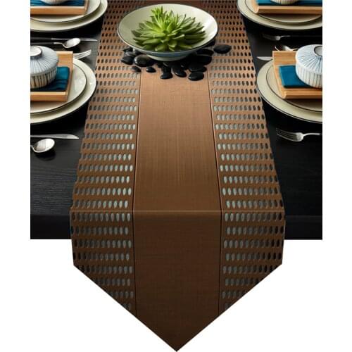 Dining tablecloth Brown Metal Texture Table Runner Modern Table Runners for Wedding Party Decorarion Christmas Table
