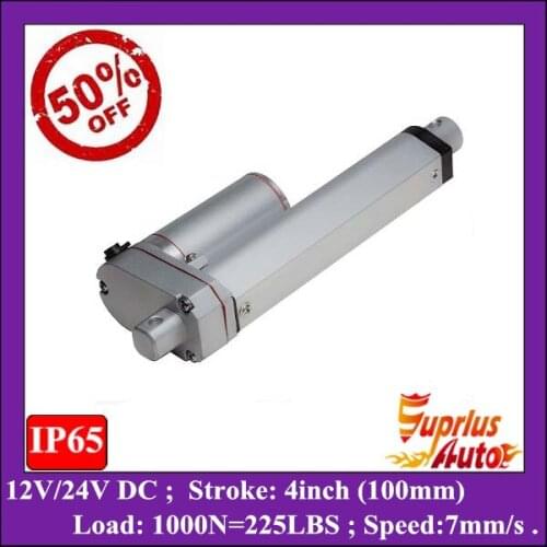 50% Discount ! 4inch/ 100mm linear actuators, 1000N/ 225LBS Max Load 24v/ 12v linear actuator