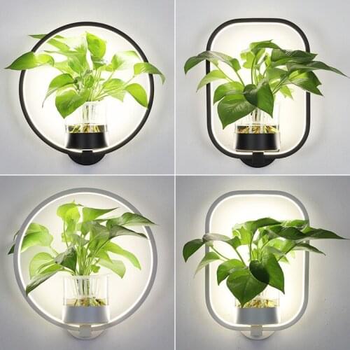 Nordic modern retro living room aisle hydroponic green plant background wall creative plant LED decorative wall lamp LX111212