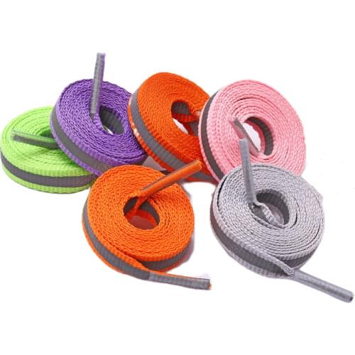 1 Pair 60 100 120cm Flat Reflective Runner Shoe Laces Safety Luminous Glowing Shoelaces Unisex for Sport Basketball Canvas Shoes