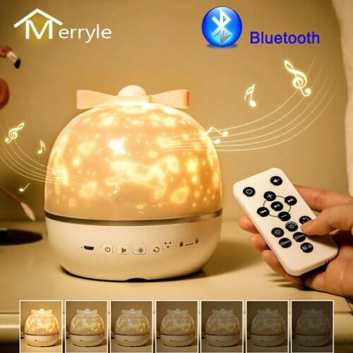 Smart Night Light Projector Bluetooth Speaker Chargeable Universe Starry Sky Galaxy Rotate LED Sleep Bedside Lamp Kids Baby Gift