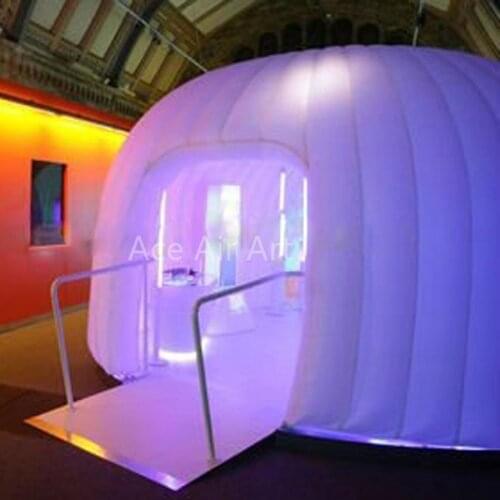 High-quality grand photo dome white inflatable booth,led dome photo backdrop with white led bulbs