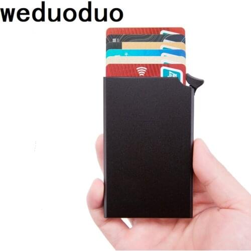 Weduoduo 2019 Blocking Wallet RFID Credit Card Holder Black Card Holder Aluminum Slim Metal Card ID Holder