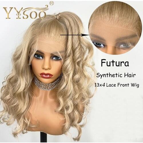 YYsoo 13x6 Synthetic Lace Front Blonde Wigs for Women Half Hand Tied Futura Heat Resistant Fiber Hair Replacement Curly Wigs150