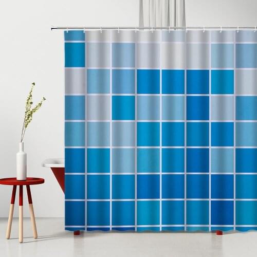 Geometric Lattice Pattern Shower Curtain Modern Bedroom Curtains Waterproof Fabric Photography Background Home Bathroom Decor