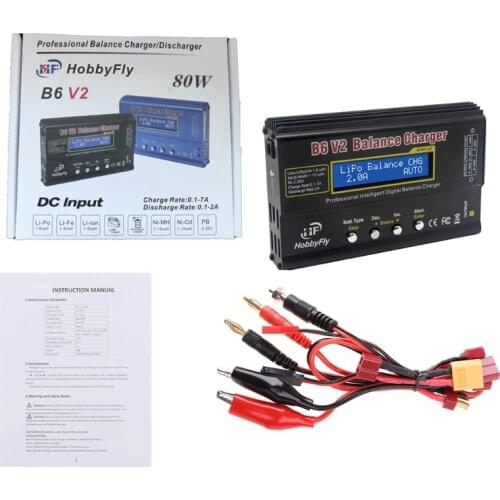 Lipo Battery Balance Charger 80W 6A Discharger RC Hobby Batteries Balance Charger with LCD Display iMAX B6 Blue/Black