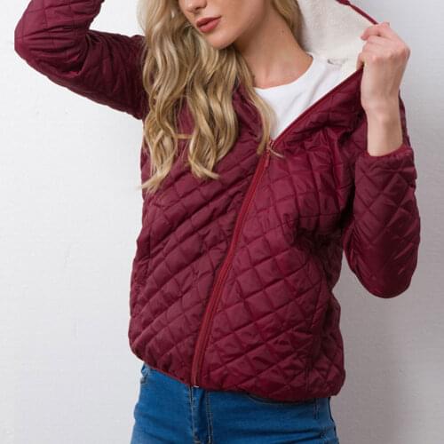 Women Hooded Plush Jacket Winter Warm Soft Thick Lining Coat Outwear HSJ88