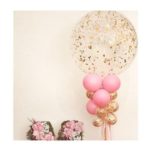 1set Big 36inch Clear Latex Balloons Gold Silver Confetti Star Wedding Birthday Party Decoration Helium Inflatable Favors Gifts