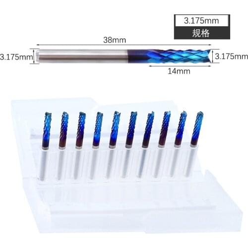 10 Pcs 0.6-3.175mm Micro Engraving Machine Milling Cutter Coarse Corn Tungsten Steel Milling Cutter PCB CNC Cutting Grinding