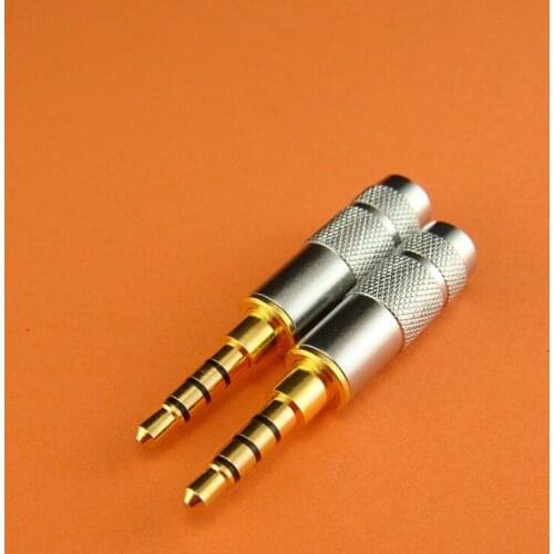 2pcs 3.5mm 4 Pole Jack Gold Plated Earphones DIY Cable Jack