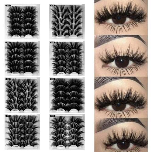 25mm False Eyelashes 5D Faux Mink Eyelashes Reusable Natural Fake Eyelashes Set 5 Pairs Pack for Women