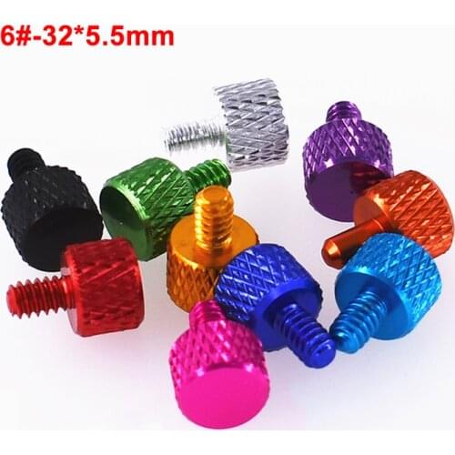 5PCS 6#-32*5.5mm UNC Coarse Thread Knurled Thumb Screws Aluminum Alloy Computer Case Hard Drive DIY Screw Multiple Color