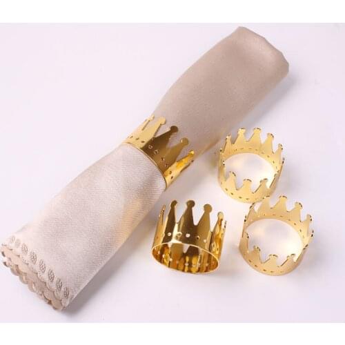 8PCS/Metal Creative Crown Hollow Golden Napkin Ring Desktop Decoration Used for Family Party Hotel Wedding Banquet Accessories