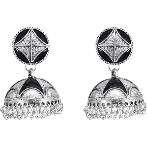 Afghan Vintage Gypsy Indian palace bell Earrings For Women Boho Jewelry Ladies Round Bell Tassel Statement Jhumka Earrings