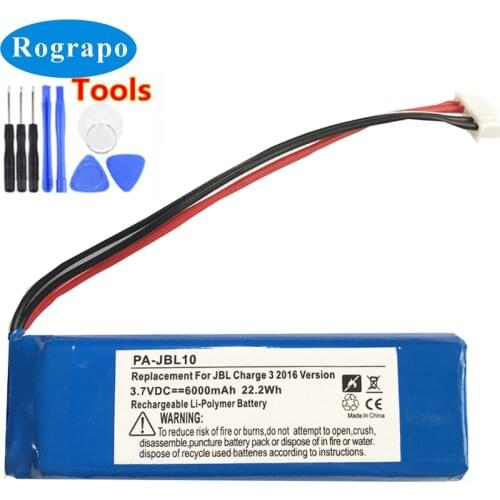 New GSP1029102A Battery For JBL Charge 3 2016 Version Accumulator 6000mAh Li-Polymer Replacement Batterie 5-wire Plug+tools