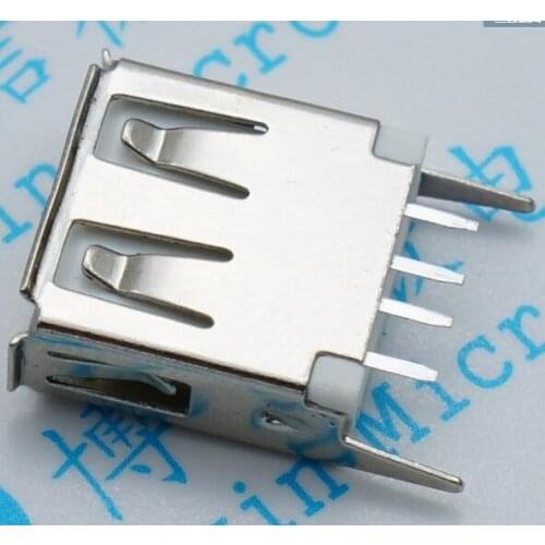 Free shipping100PCS USB-AF180 USB-A Female socket Type A 180 degree straight pin AF180 4 pins 13.7mm plug copper best quality