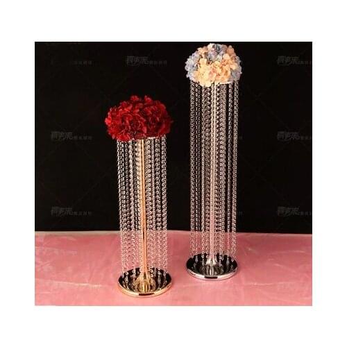 Free Shipping Wedding Crystal Centerpiece Gold flower stand Table Centerpiece Wedding Decoration 10pcs/lot