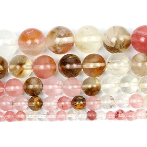 Natural Stone Mix Color Watermelon Charm Round Loose Beads For Jewelry Making Needlework Bracelet Diy Strand 4-12 MM