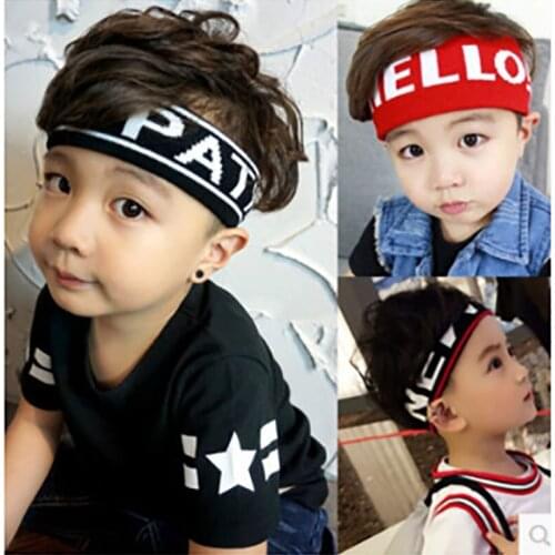 Children Running Sports Headband Cotton Wide Stripe Letters Large Elastic Headband Sweat Hair Bands Headwear Hair Accessories