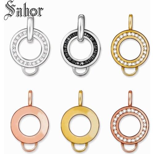 European Round Carrier,Accessories Charm,Fit for Good Jewelry for DIY Necklace, Gift Silver color & Zircon thomas